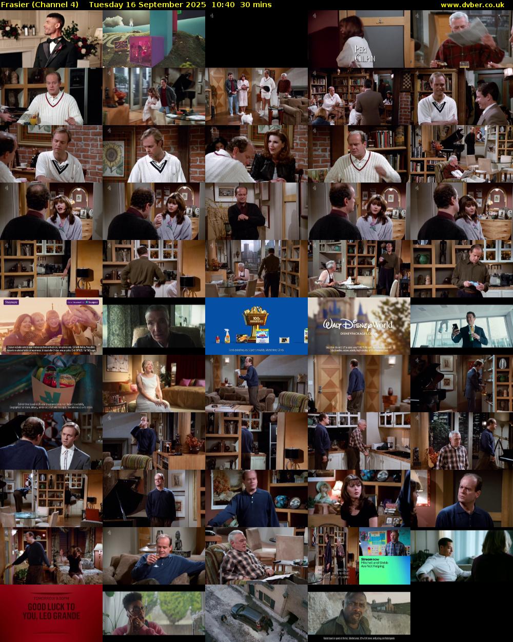 Frasier (Channel 4) Tuesday 16 September 2025 10:40 - 11:10