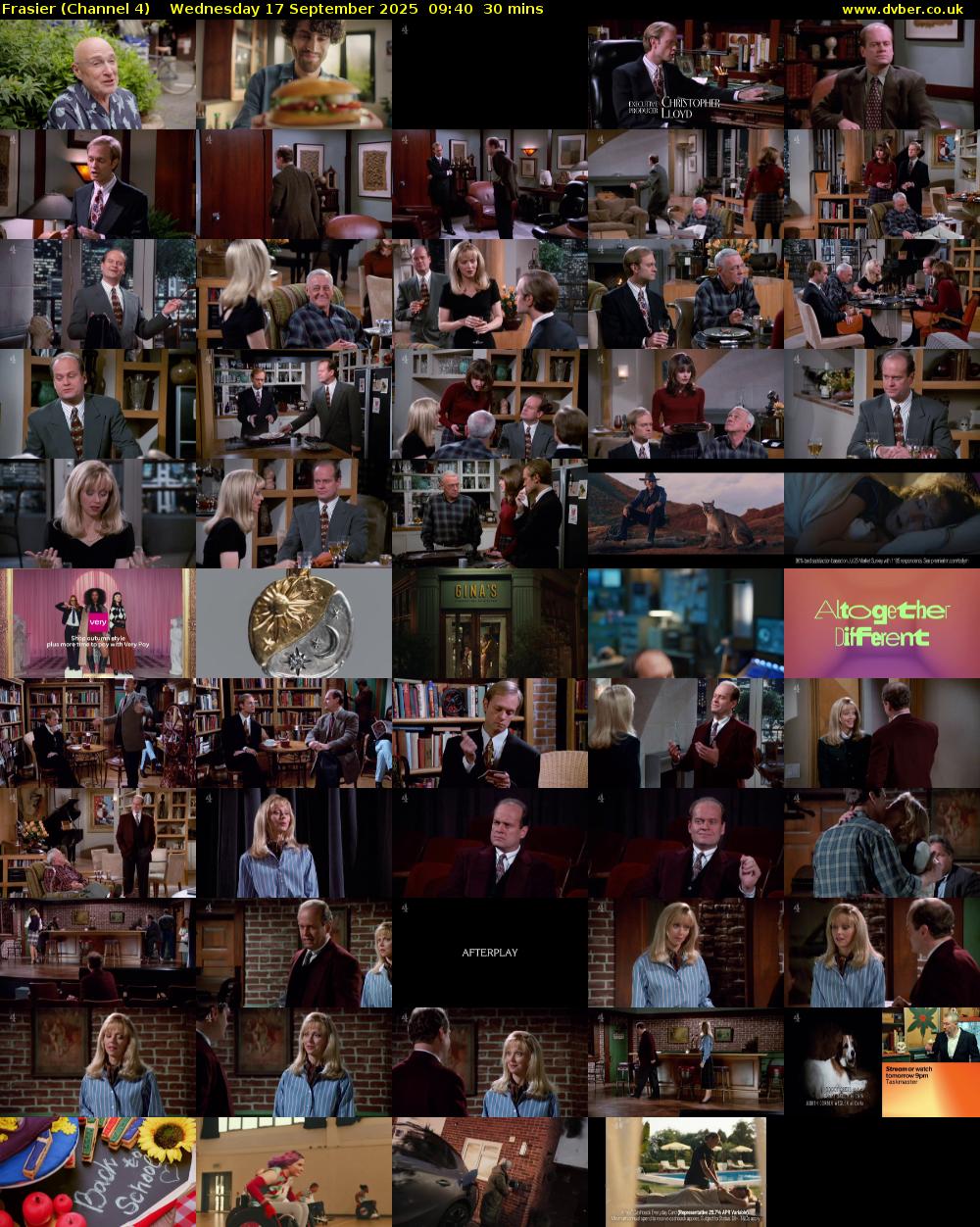 Frasier (Channel 4) Wednesday 17 September 2025 09:40 - 10:10