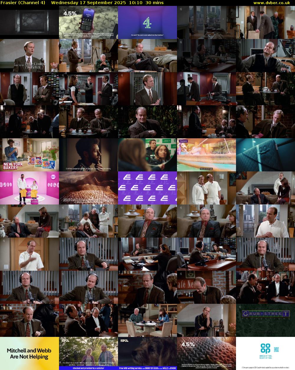 Frasier (Channel 4) Wednesday 17 September 2025 10:10 - 10:40