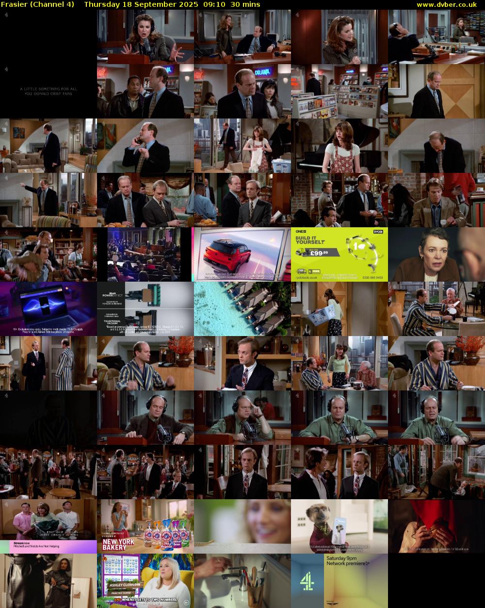 Frasier (Channel 4) Thursday 18 September 2025 09:10 - 09:40