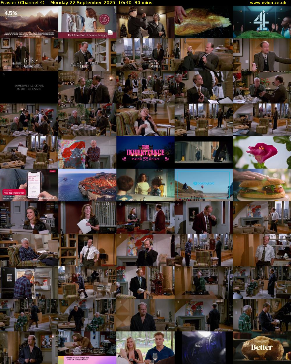 Frasier (Channel 4) Monday 22 September 2025 10:40 - 11:10