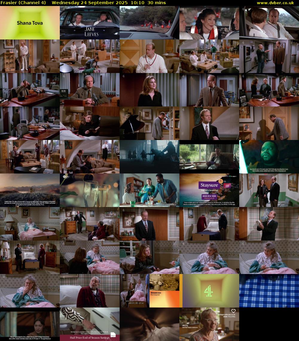 Frasier (Channel 4) Wednesday 24 September 2025 10:10 - 10:40