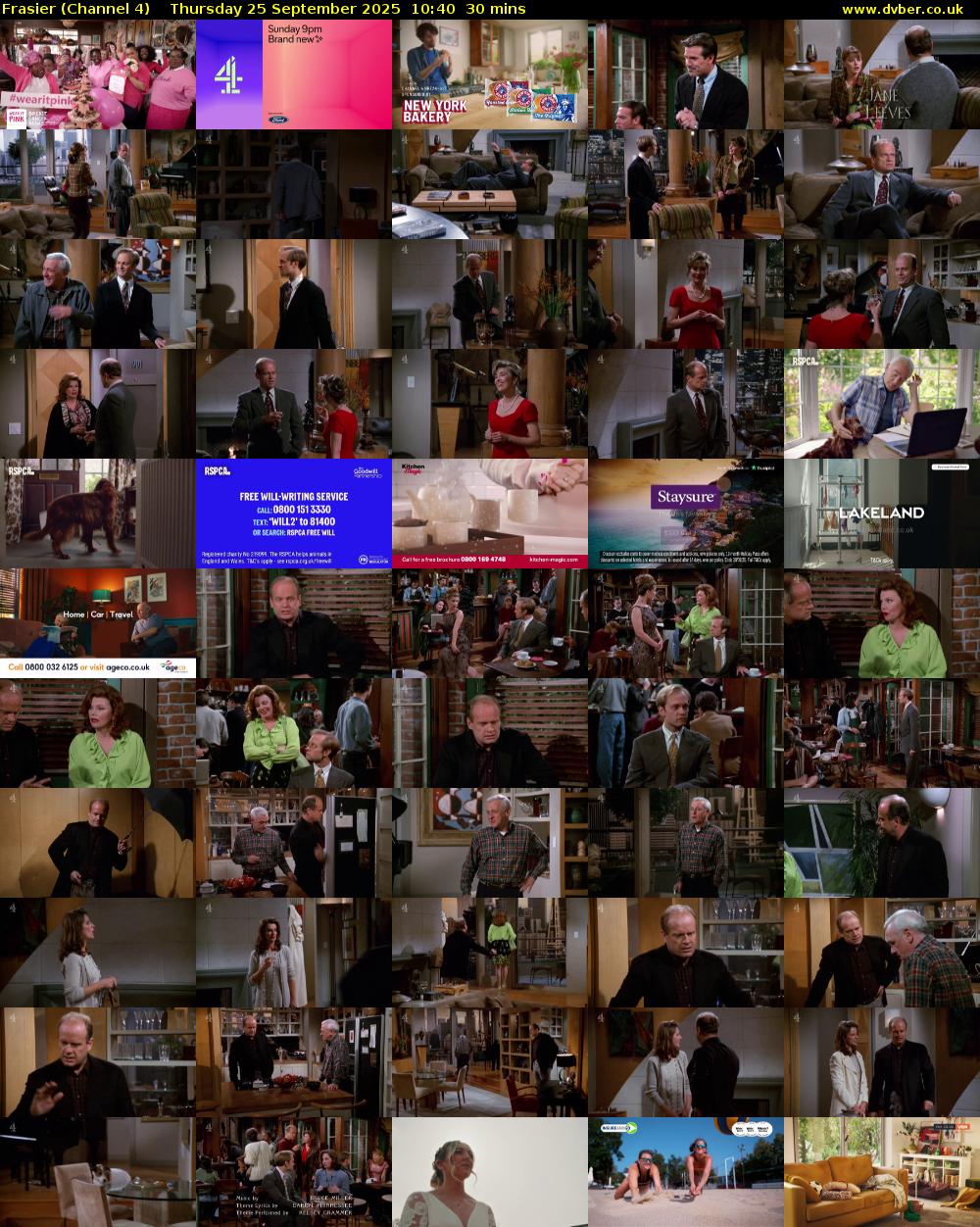 Frasier (Channel 4) Thursday 25 September 2025 10:40 - 11:10