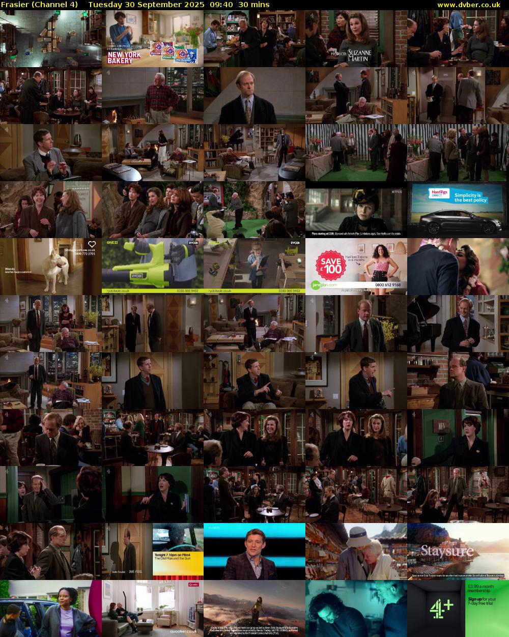 Frasier (Channel 4) Tuesday 30 September 2025 09:40 - 10:10