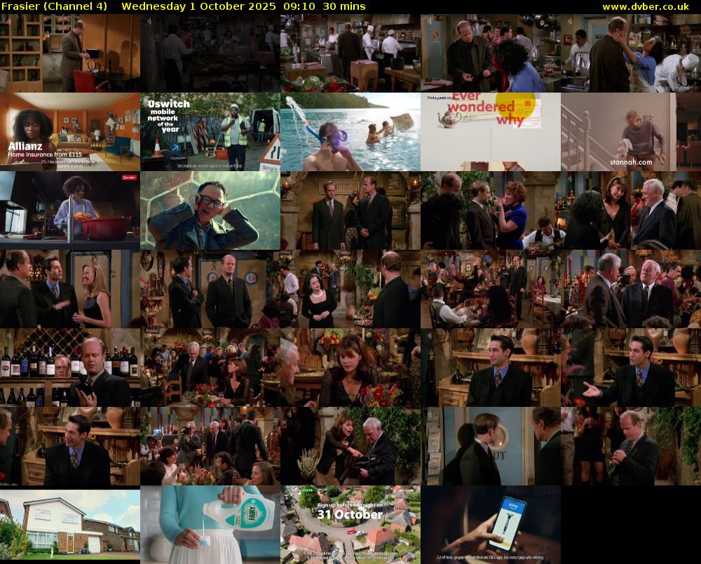 Frasier (Channel 4) Wednesday 1 October 2025 09:10 - 09:40