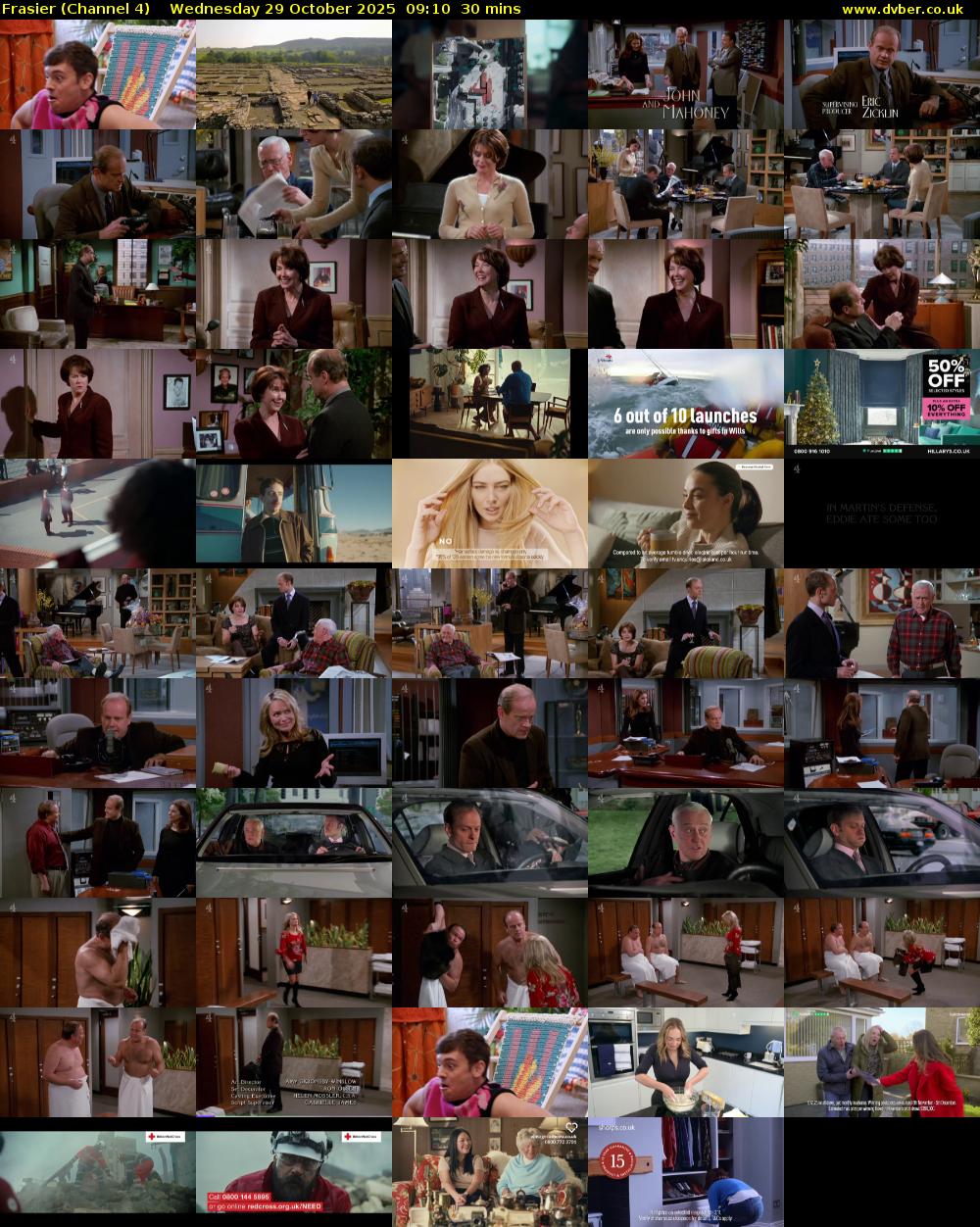 Frasier (Channel 4) Wednesday 29 October 2025 09:10 - 09:40