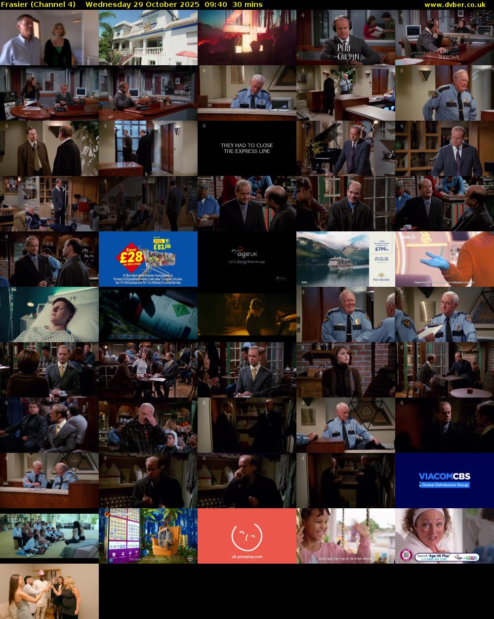 Frasier (Channel 4) Wednesday 29 October 2025 09:40 - 10:10