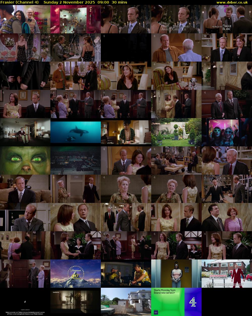 Frasier (Channel 4) Sunday 2 November 2025 09:00 - 09:30