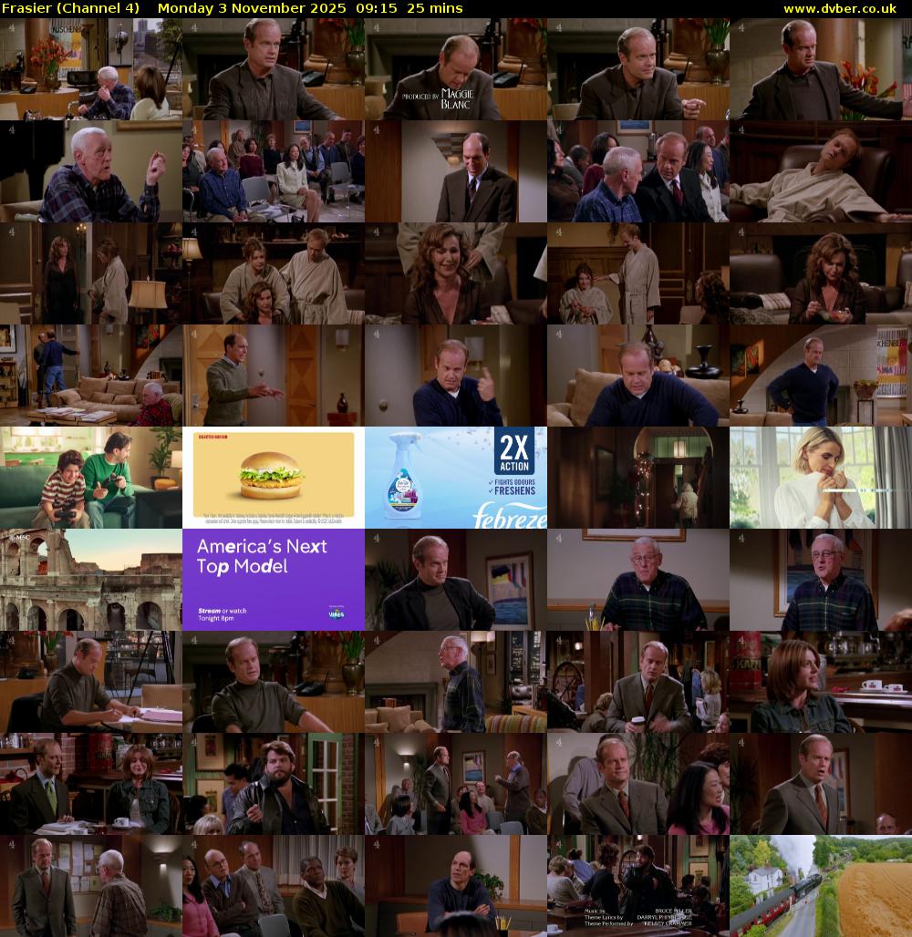 Frasier (Channel 4) Monday 3 November 2025 09:15 - 09:40