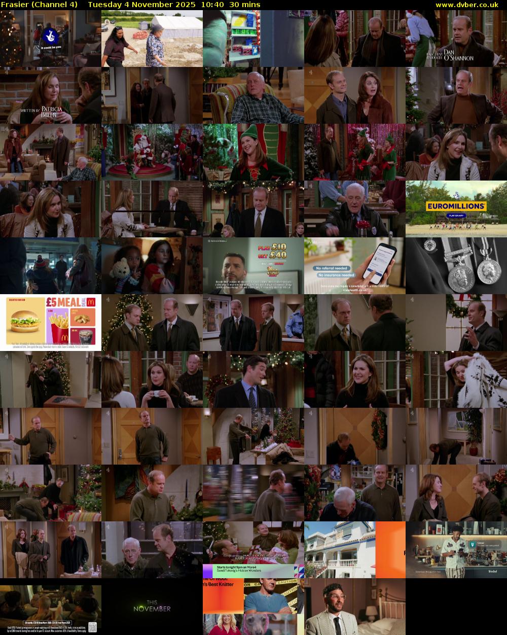 Frasier (Channel 4) Tuesday 4 November 2025 10:40 - 11:10