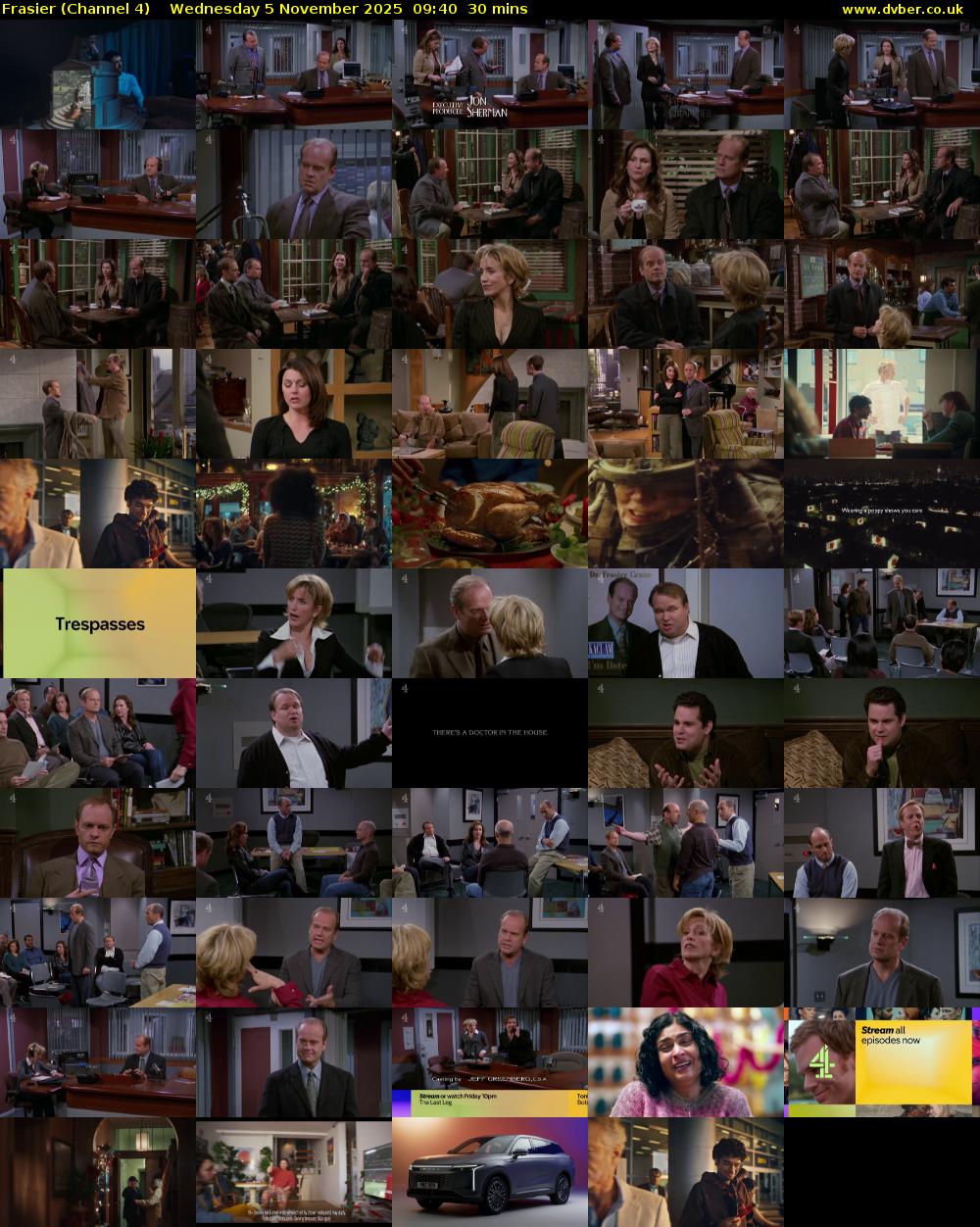 Frasier (Channel 4) Wednesday 5 November 2025 09:40 - 10:10