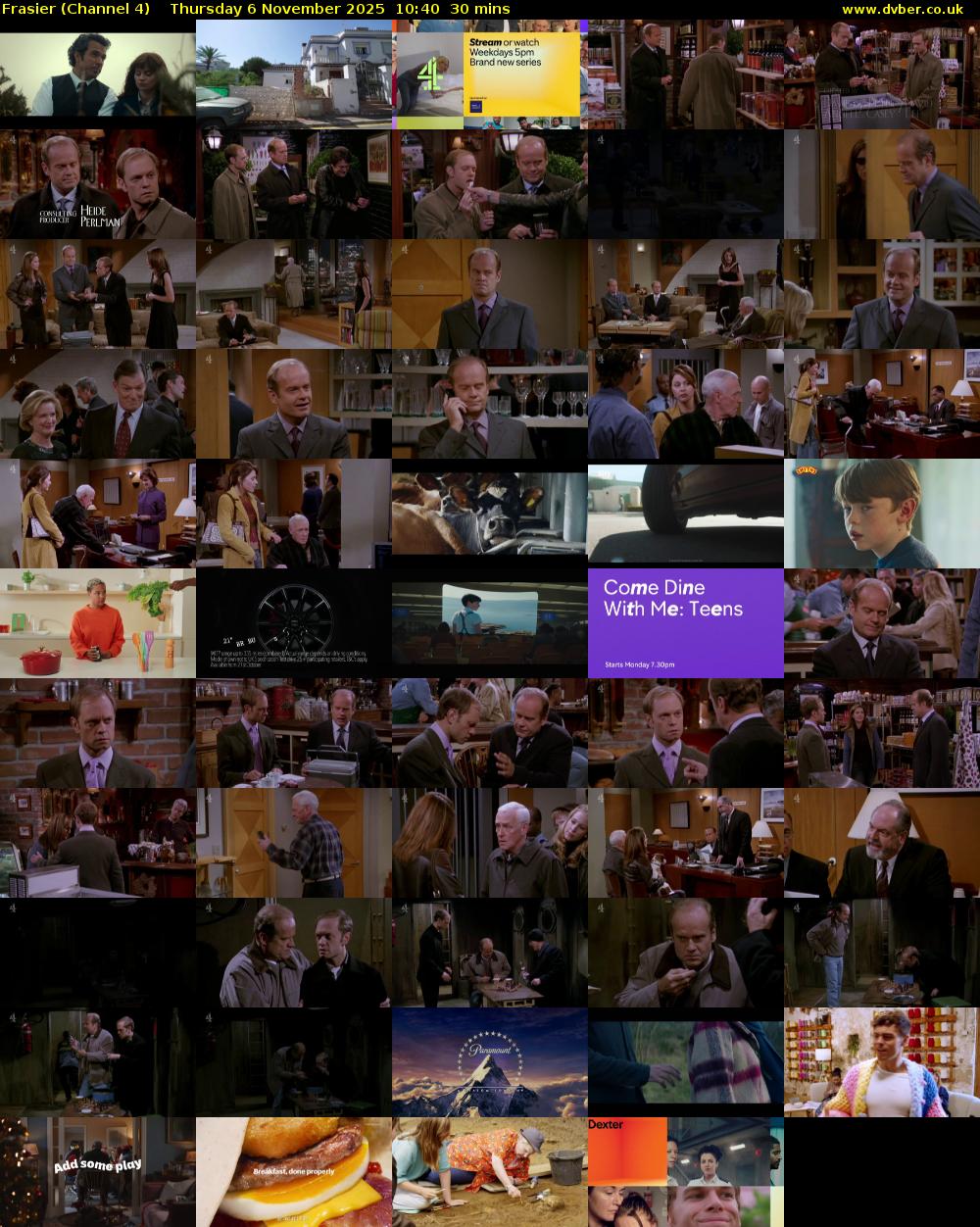 Frasier (Channel 4) Thursday 6 November 2025 10:40 - 11:10