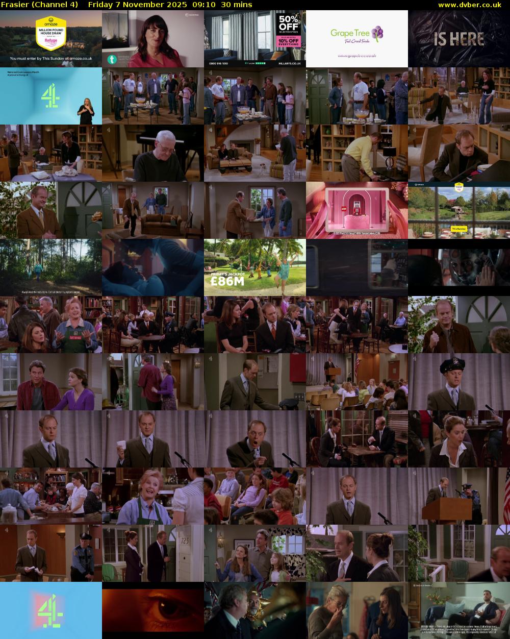 Frasier (Channel 4) Friday 7 November 2025 09:10 - 09:40