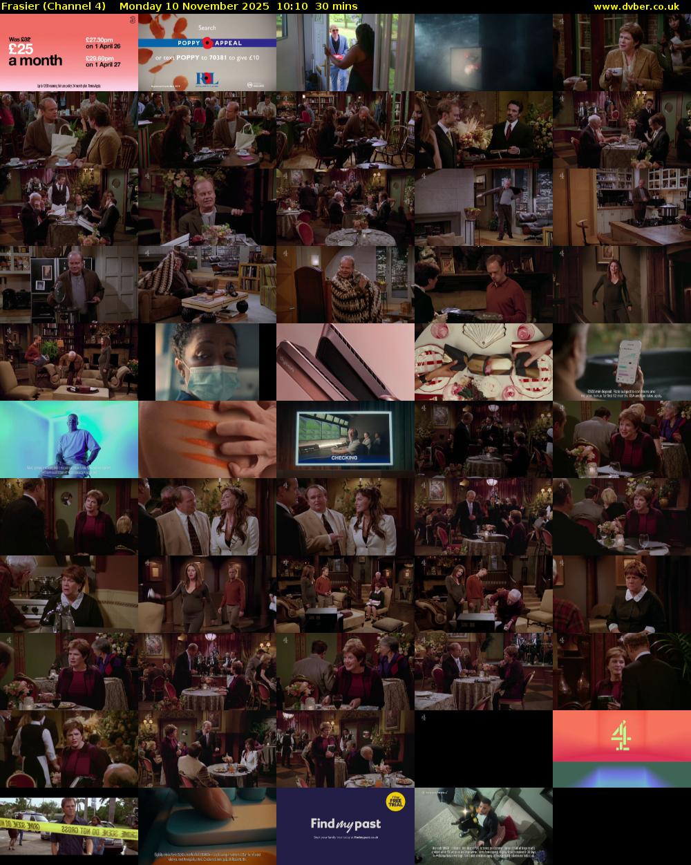 Frasier (Channel 4) Monday 10 November 2025 10:10 - 10:40