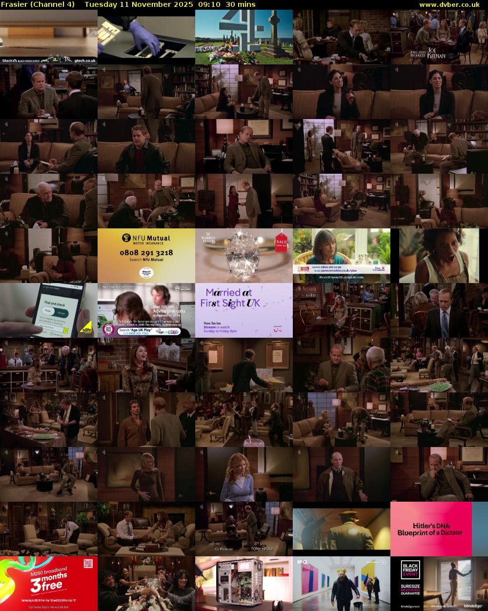 Frasier (Channel 4) Tuesday 11 November 2025 09:10 - 09:40