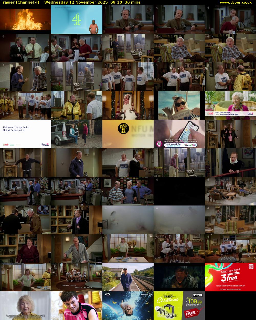 Frasier (Channel 4) Wednesday 12 November 2025 09:10 - 09:40