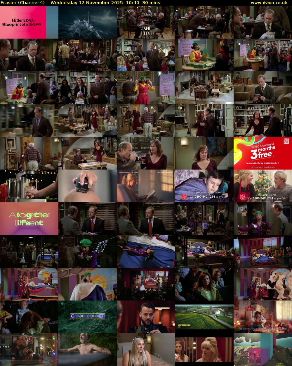 Frasier (Channel 4) Wednesday 12 November 2025 10:40 - 11:10