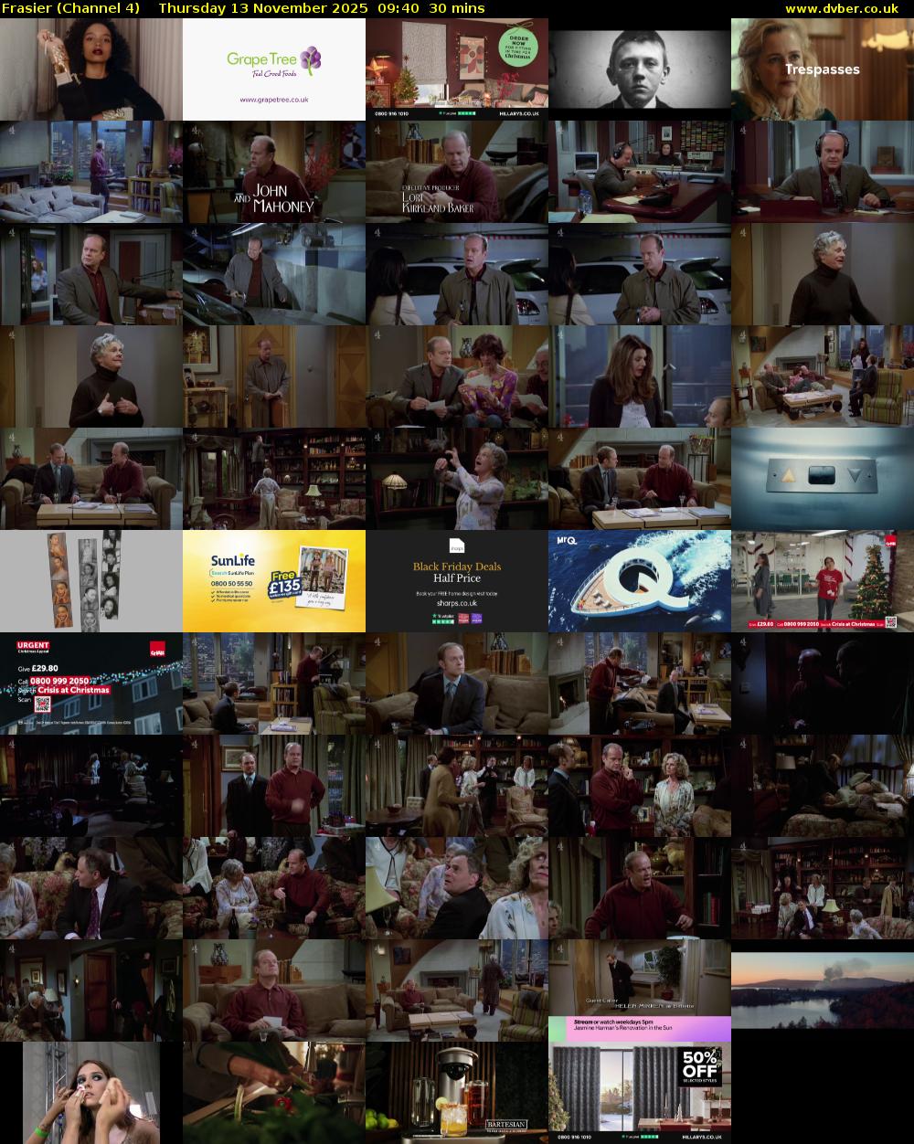Frasier (Channel 4) Thursday 13 November 2025 09:40 - 10:10