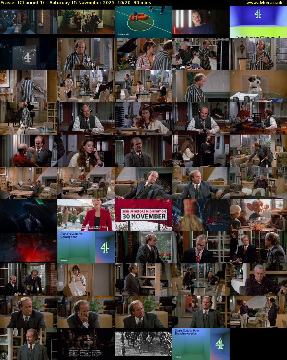 Frasier (Channel 4) Saturday 15 November 2025 10:20 - 10:50