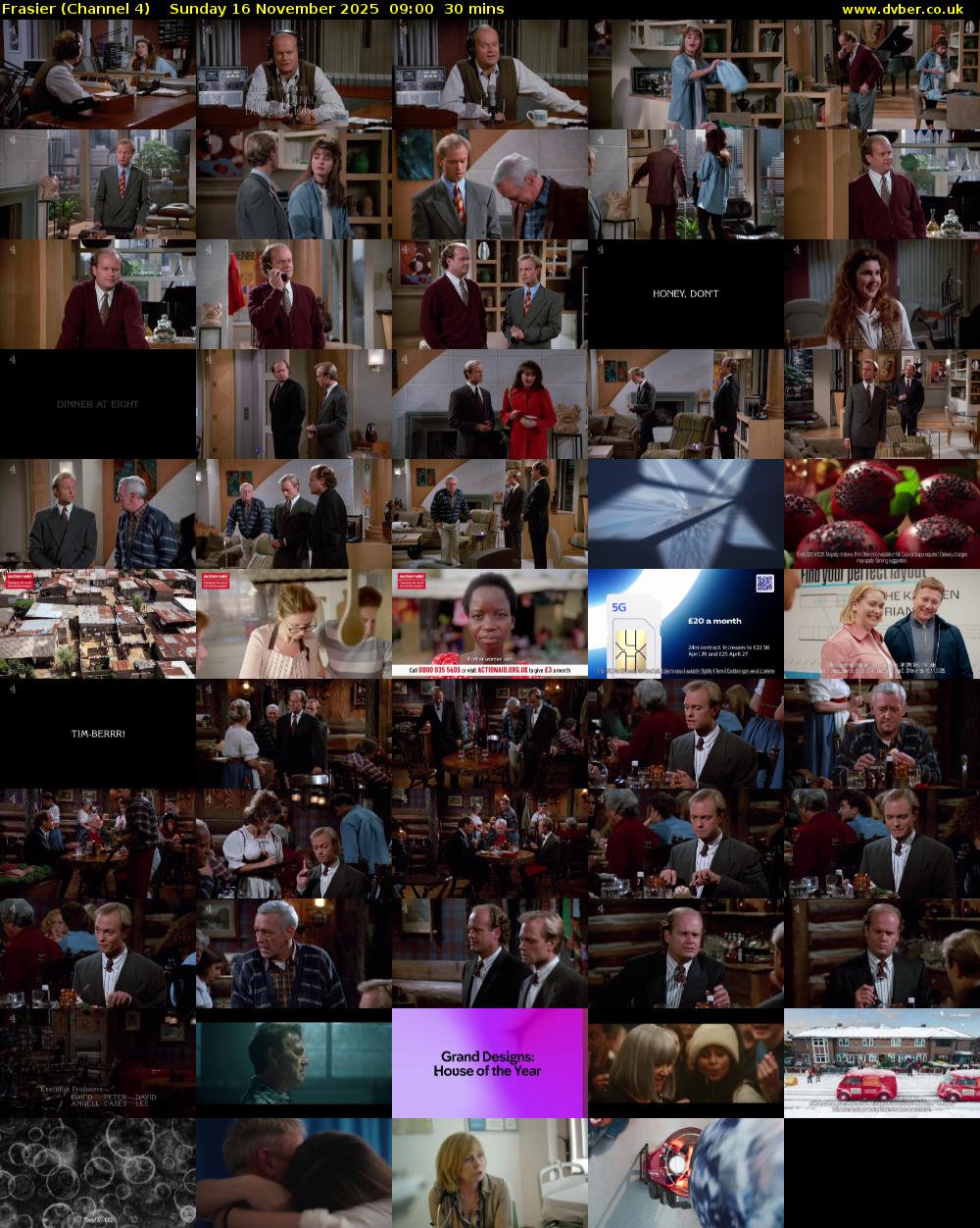 Frasier (Channel 4) Sunday 16 November 2025 09:00 - 09:30