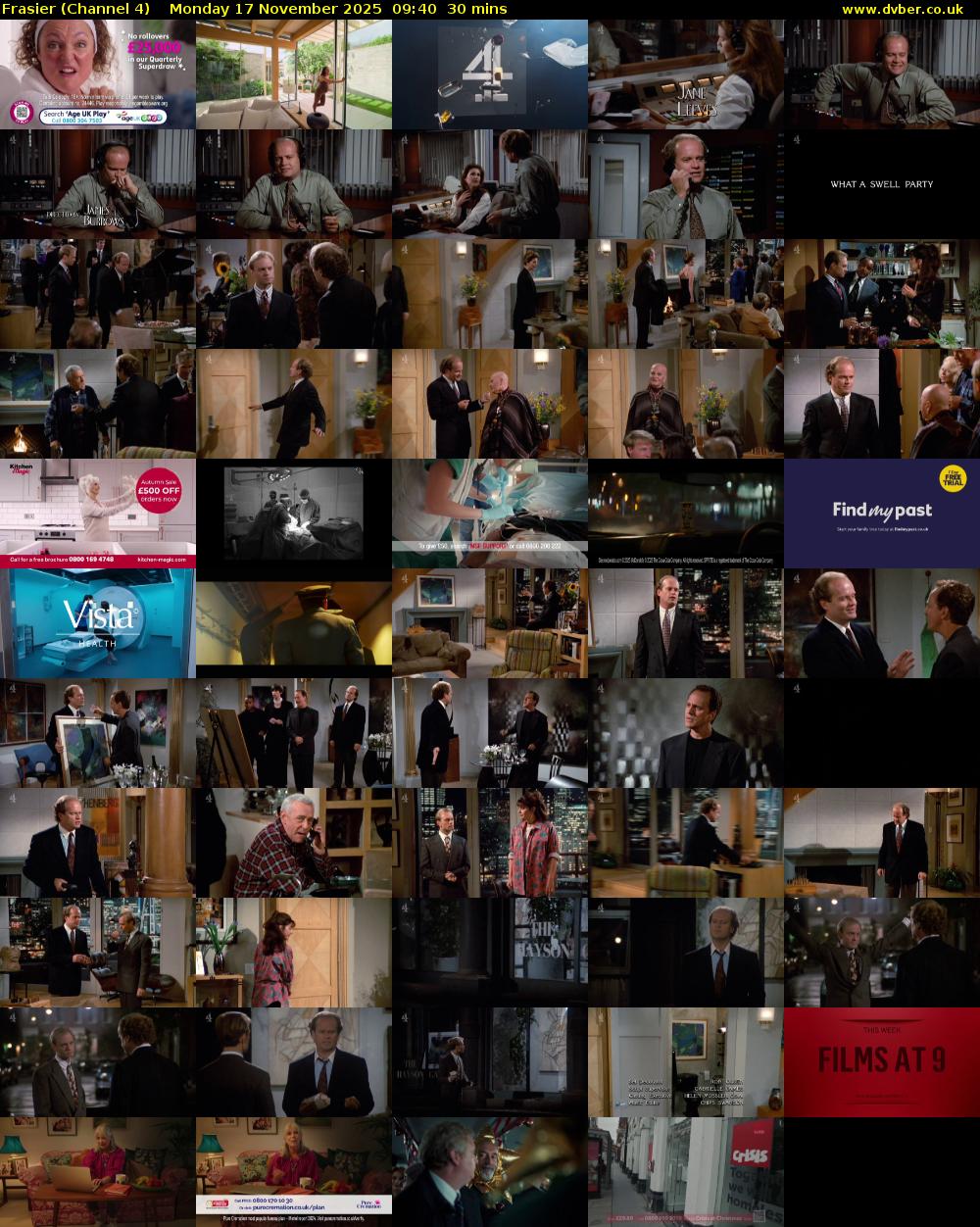 Frasier (Channel 4) Monday 17 November 2025 09:40 - 10:10