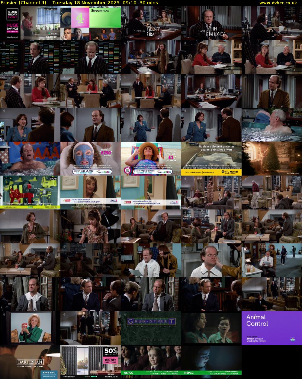 Frasier (Channel 4) Tuesday 18 November 2025 09:10 - 09:40