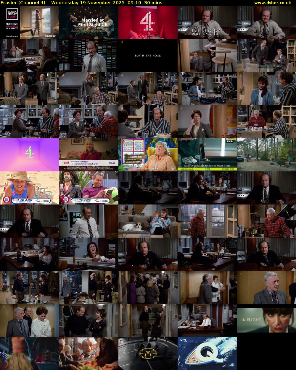 Frasier (Channel 4) Wednesday 19 November 2025 09:10 - 09:40