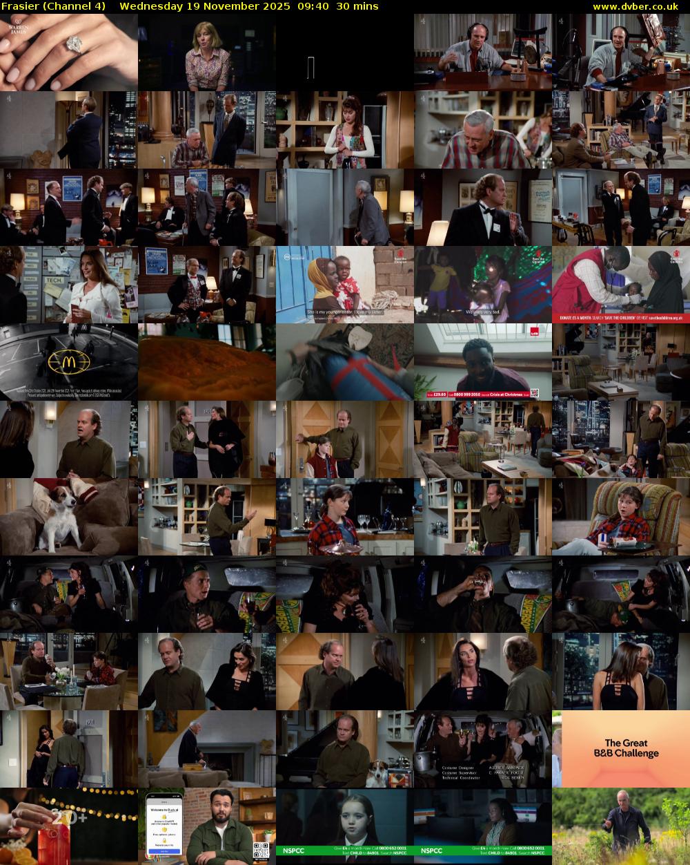 Frasier (Channel 4) Wednesday 19 November 2025 09:40 - 10:10