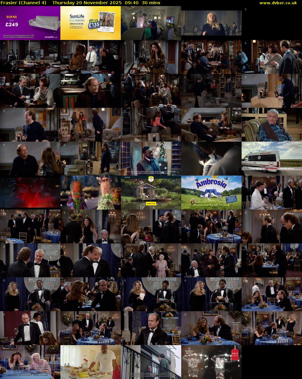 Frasier (Channel 4) Thursday 20 November 2025 09:40 - 10:10