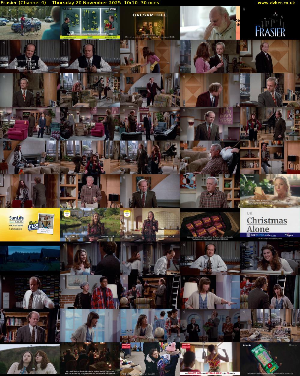Frasier (Channel 4) Thursday 20 November 2025 10:10 - 10:40