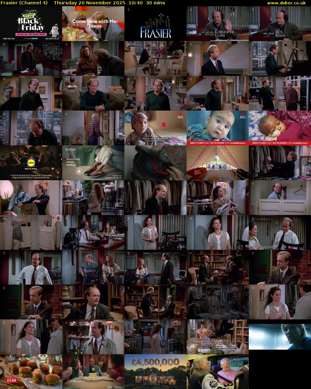 Frasier (Channel 4) Thursday 20 November 2025 10:40 - 11:10