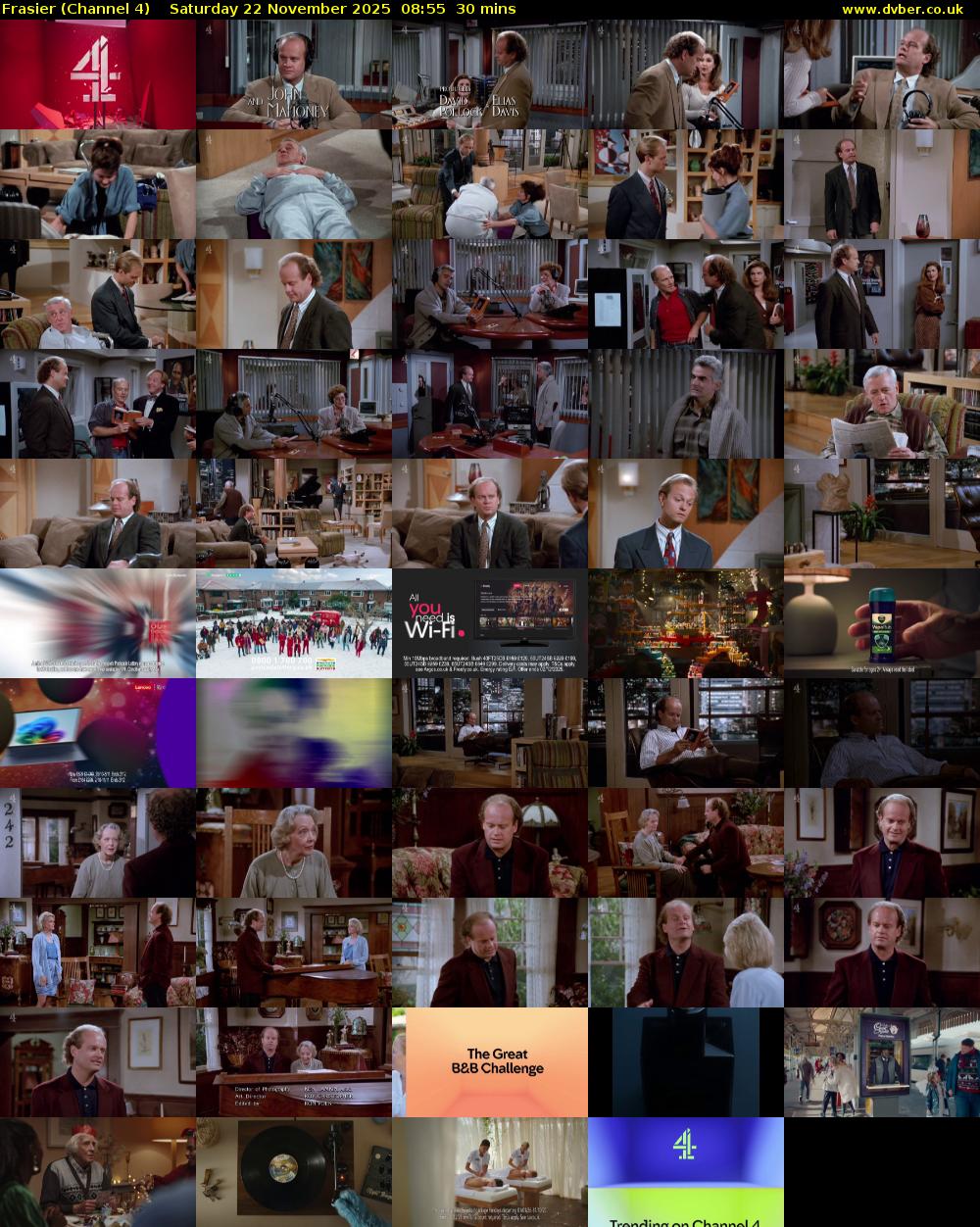 Frasier (Channel 4) Saturday 22 November 2025 08:55 - 09:25