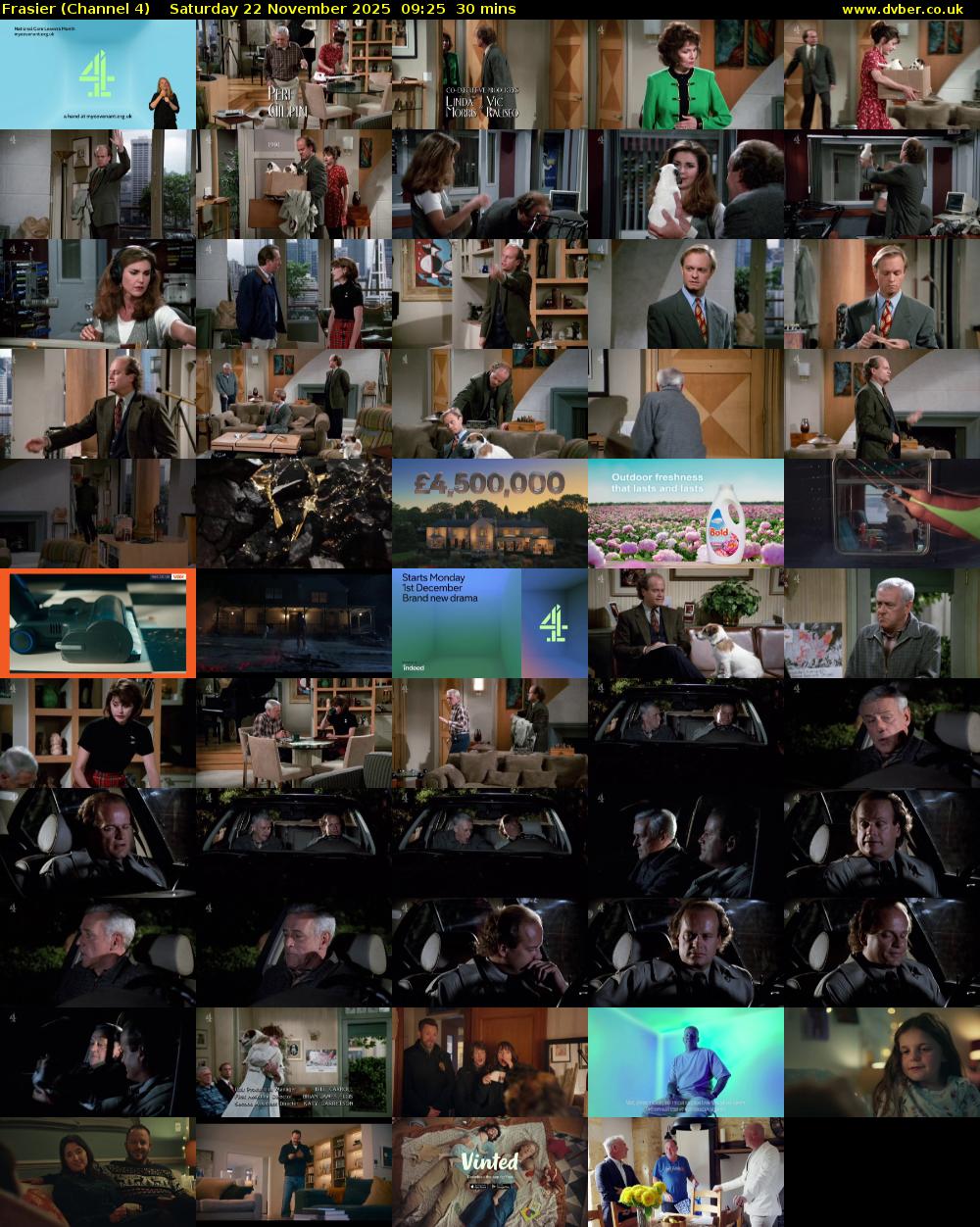 Frasier (Channel 4) Saturday 22 November 2025 09:25 - 09:55