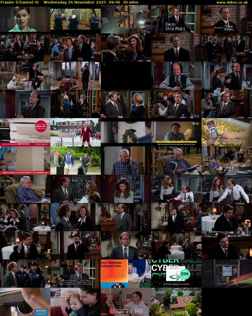 Frasier (Channel 4) Wednesday 26 November 2025 09:40 - 10:10