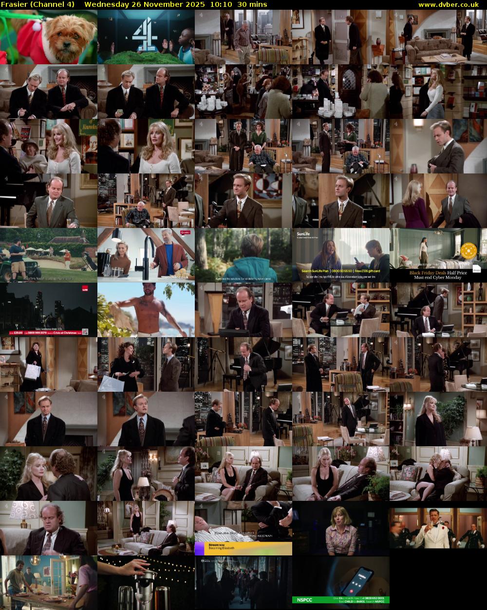 Frasier (Channel 4) Wednesday 26 November 2025 10:10 - 10:40