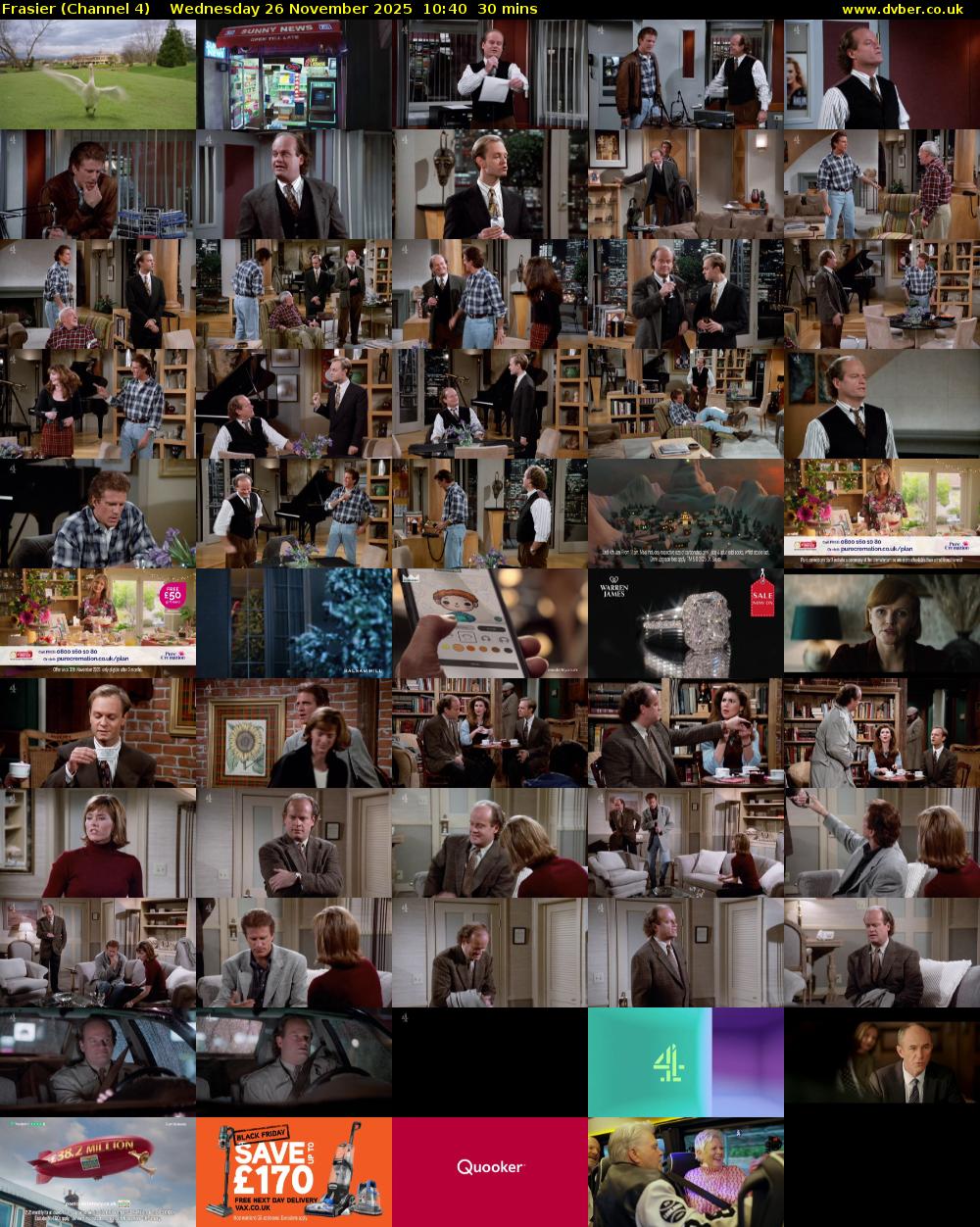Frasier (Channel 4) Wednesday 26 November 2025 10:40 - 11:10