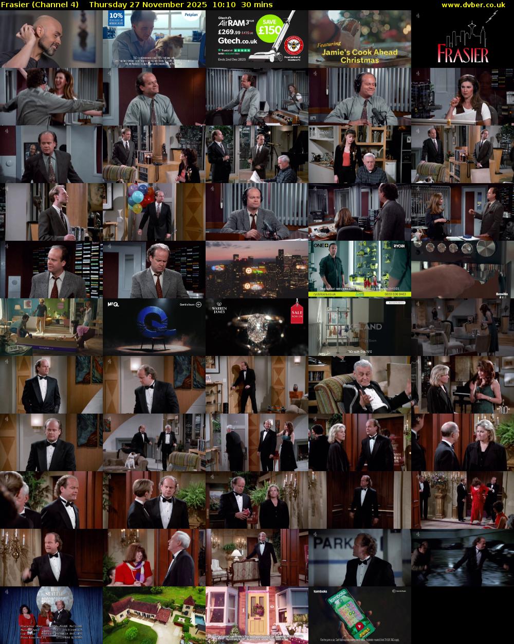 Frasier (Channel 4) Thursday 27 November 2025 10:10 - 10:40