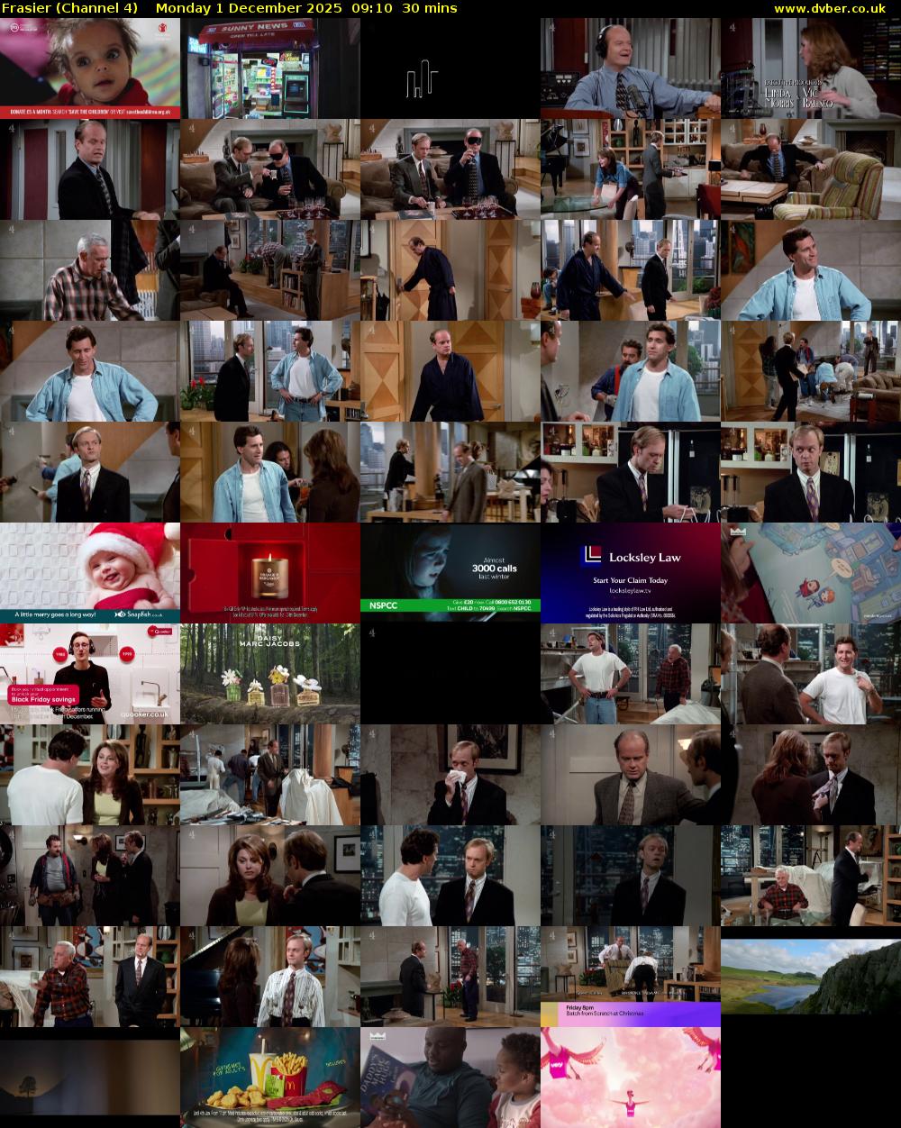 Frasier (Channel 4) Monday 1 December 2025 09:10 - 09:40