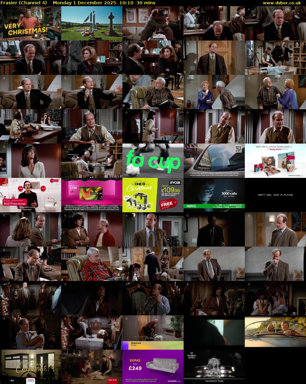 Frasier (Channel 4) Monday 1 December 2025 10:10 - 10:40