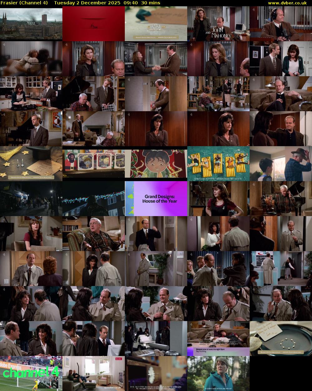 Frasier (Channel 4) Tuesday 2 December 2025 09:40 - 10:10