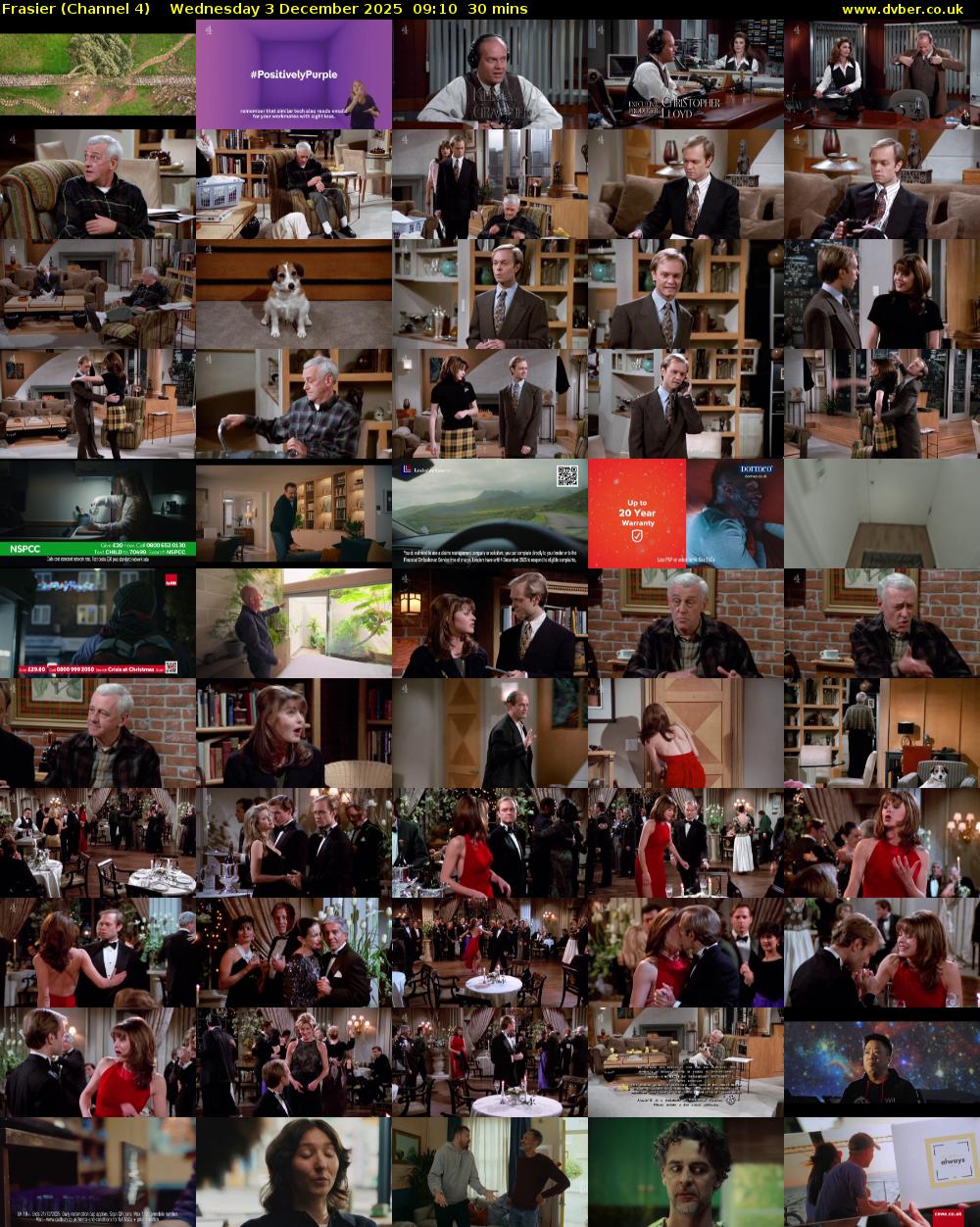 Frasier (Channel 4) Wednesday 3 December 2025 09:10 - 09:40