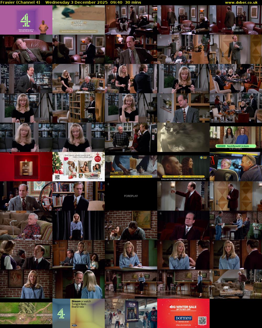 Frasier (Channel 4) Wednesday 3 December 2025 09:40 - 10:10