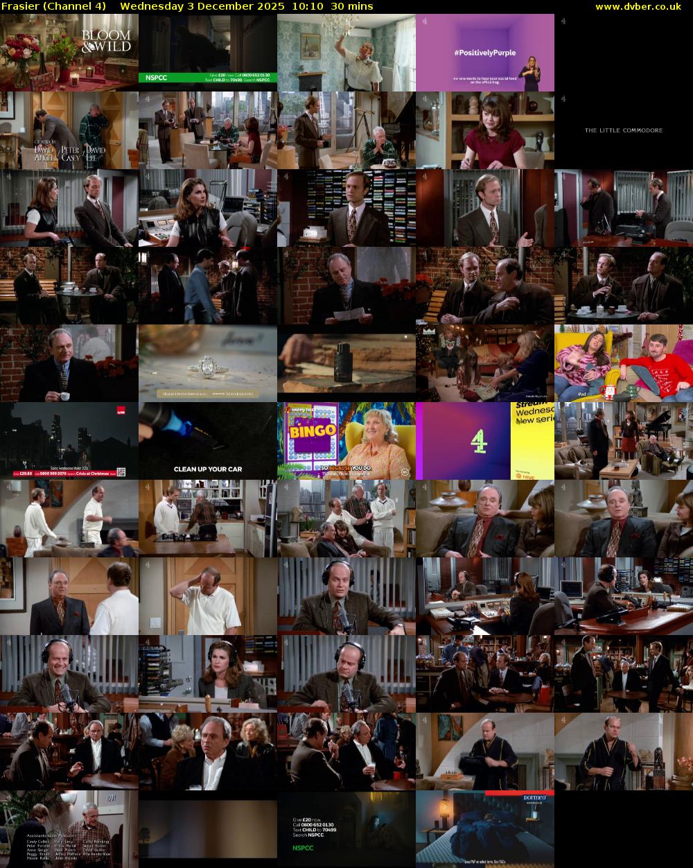 Frasier (Channel 4) Wednesday 3 December 2025 10:10 - 10:40