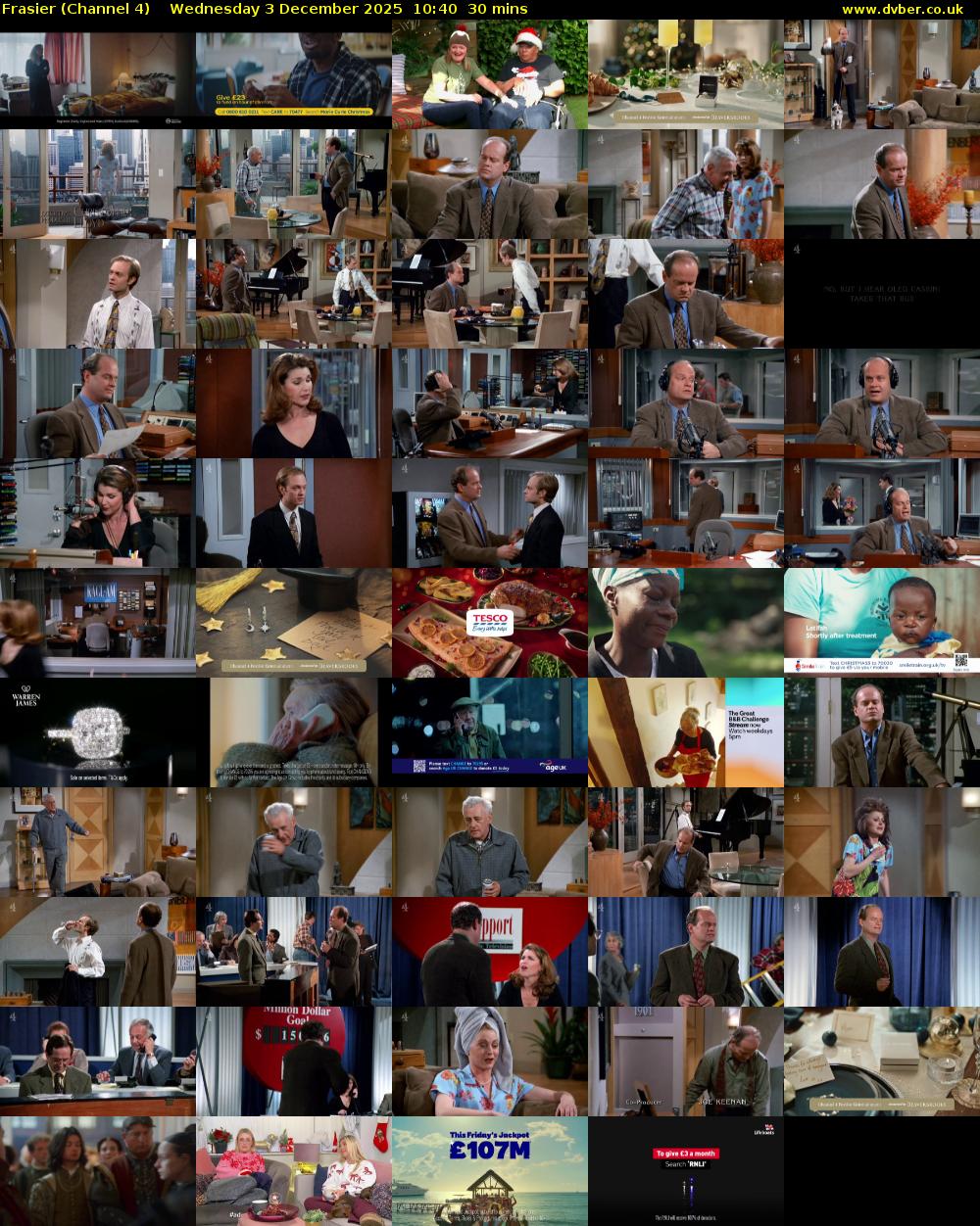 Frasier (Channel 4) Wednesday 3 December 2025 10:40 - 11:10