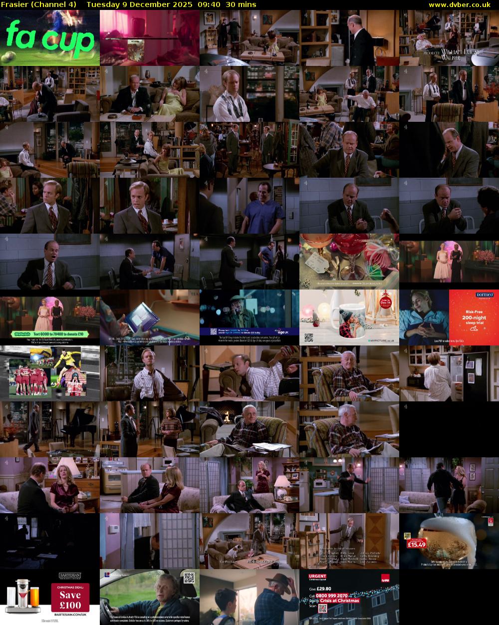 Frasier (Channel 4) Tuesday 9 December 2025 09:40 - 10:10