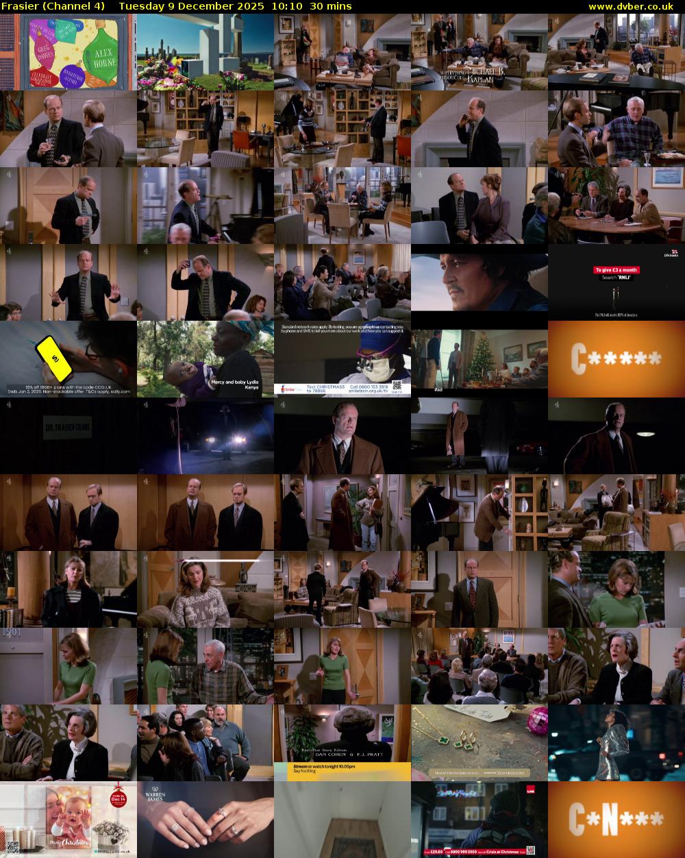 Frasier (Channel 4) Tuesday 9 December 2025 10:10 - 10:40