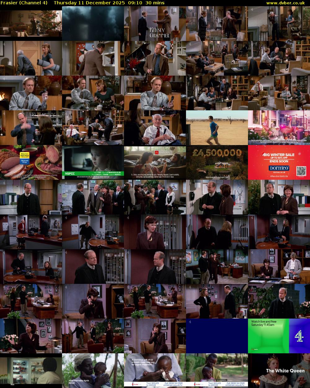 Frasier (Channel 4) Thursday 11 December 2025 09:10 - 09:40