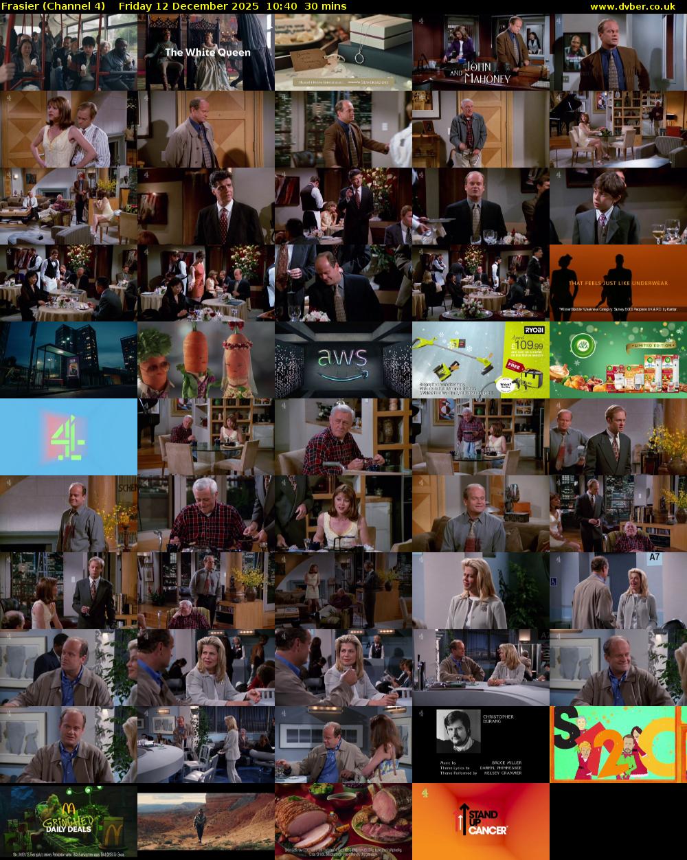 Frasier (Channel 4) Friday 12 December 2025 10:40 - 11:10