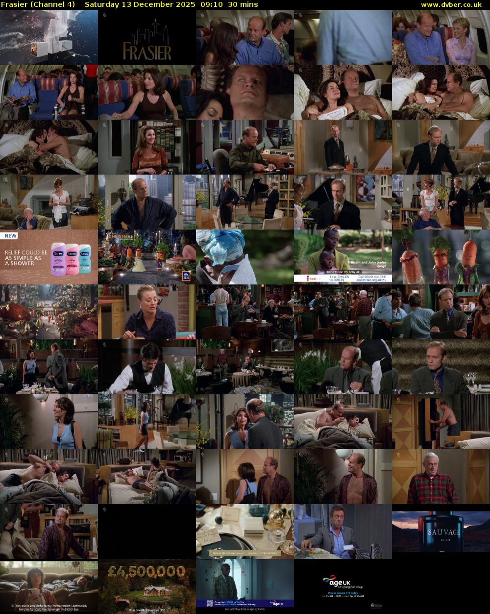 Frasier (Channel 4) Saturday 13 December 2025 09:10 - 09:40