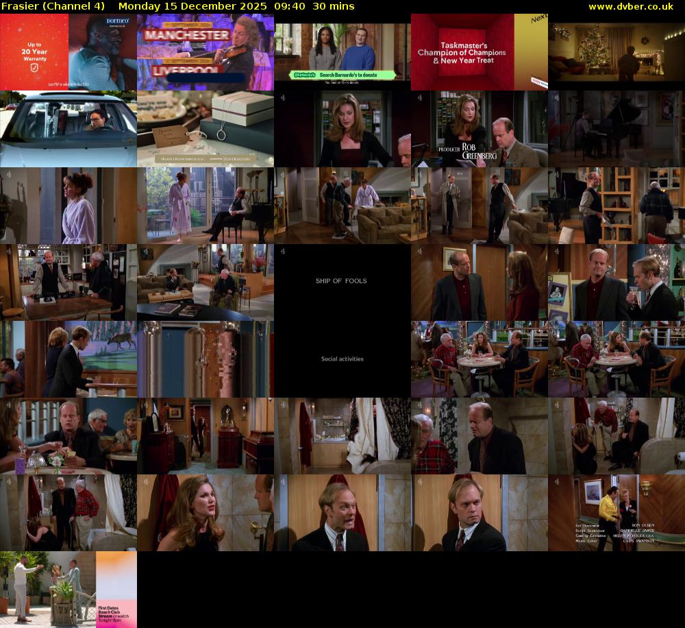Frasier (Channel 4) Monday 15 December 2025 09:40 - 10:10